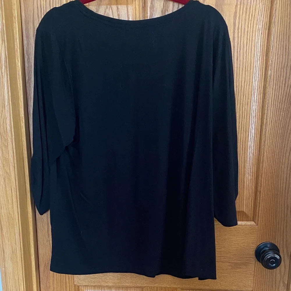 H by Halston Classic Black 3/4 Sleeve Tee - Picture 4 of 5